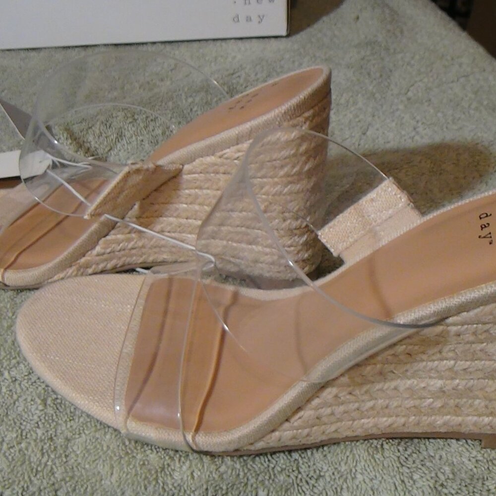 A New Day Women's Ansel Double Band Open Toe Wedge Heels (6-11) Memory Foam